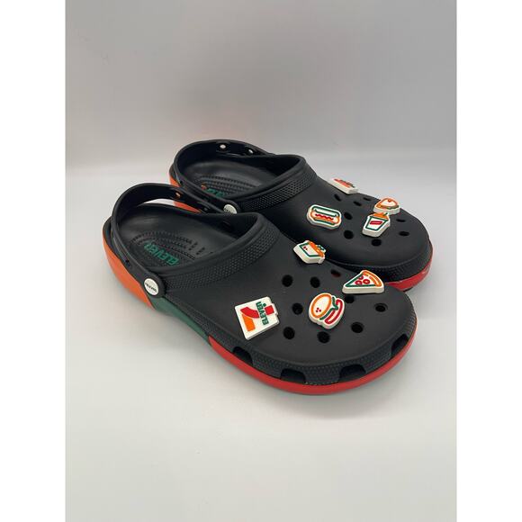7-Eleven x Crocs Exclusive 7-11 Black Classic Clog Men's Size 12 - Picture 1 of 11